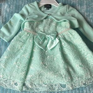 Mint Green Lace Dress with Bow